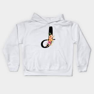 Letter J With Watercolor Floral Wreath Kids Hoodie